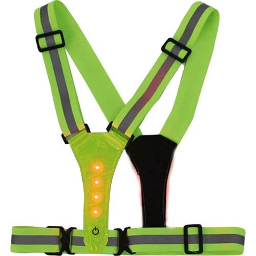 Highlight Reflective Straps Night Work Running Riding Clothing Vest Adjustable LED Safety Vest Elastic Band For Adults And Child