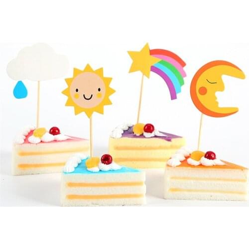Cupcake topper cloud moon sun star paper cake topper party decoration