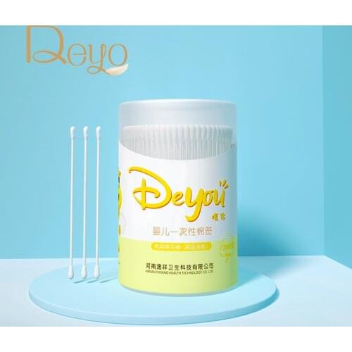 Deyo Cotton Swab Double Head Disposable Babies Cotton Swab Soft Cotton Original Pulp Paper Stick Baby Cleaning Tool Trial Pack