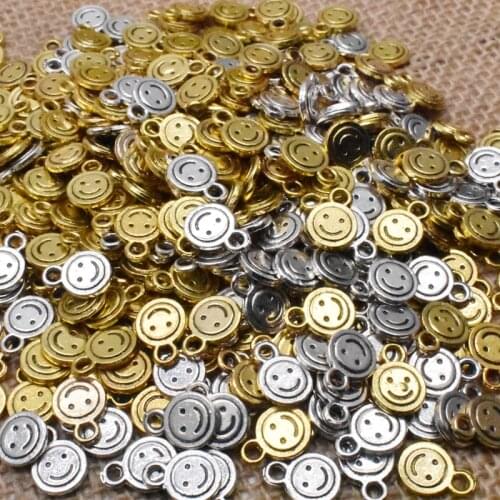 Yanqi 8*11MM 20PCS Gold Silver Metal Alloy Smiling Face Shape Charms Pendants For Jewelry Making DIY Accessories