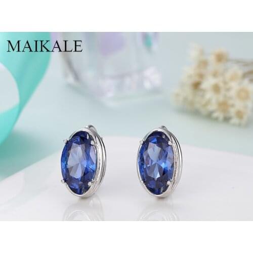 MAIKALE Simple Round Small Stud Earrings for Women Colorful AAA Cubic Zirconia Earrings Gem Stone Earrings Jewelry Fashion Gifts