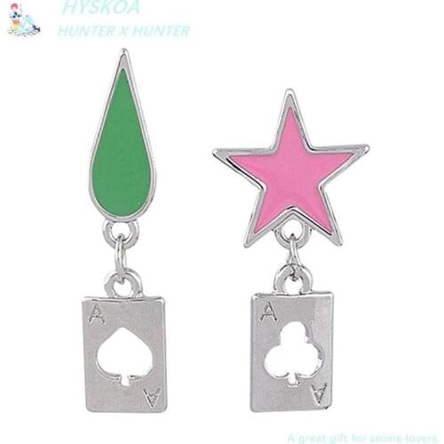 Anime HUNTER x HUNTER Hisoka Cosplay Earrings Five-pointed Star Teardrop Trendy Dangle Earrings Jewelry Gift for Girlfriend girl