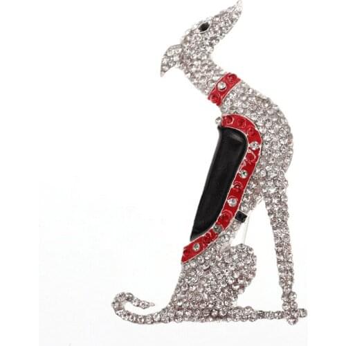 10 pieces/lot free shipping Vintage silver stone enamel with crystal animal dog brooch