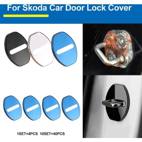 1set 10set Car Accessory Car Door Lock Case Cover Stainless Steel for Octavida Bora Jetta Fabia Superb Yeti Auto Decoration