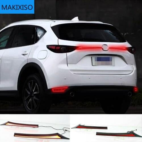 1Set Car Rear Bumper Trunk Tail Light For cx-5 cx5 2017 - 2020 LED Rear Fog Lamp Brake Light Dynamic Turn Signal Reflector