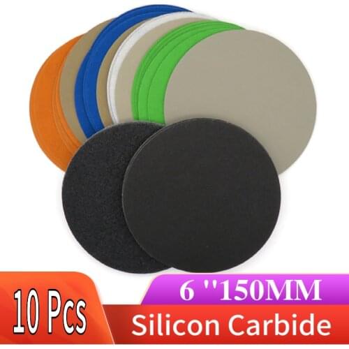 10PCS 6Inch 150MM Waterproof Sandpaper Hook and Loop Sanding Discs Silicon Carbide 60 to 10000 Grits for Polishing & Grinding