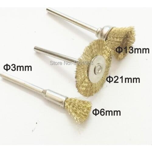 30 pieces Dental lab brushes Polishing copper brass wire brush with handle 3 different tpye