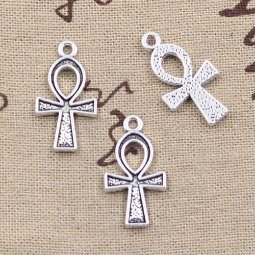 15pcs Charms Cross Egyptian Ankh Symbol 25x14mm Antique Making Pendant fit,Vintage Tibetan Silver color,DIY Handmade Jewelry