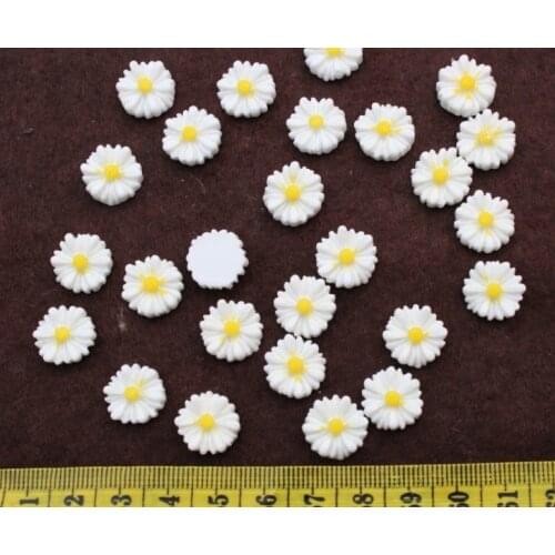250pcs 12mm white Beautiful Resin daisy chrysanthemum SunFlower Cameo Cabochon Base Setting Pendants Charm Pendant