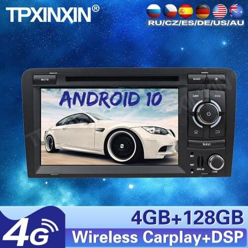 4+128G For Audi A3 2003-2013 Android10.0 Car Radio Stereo Tape recordr Multimedia video player GPS Navigation HeadUnit Carplay