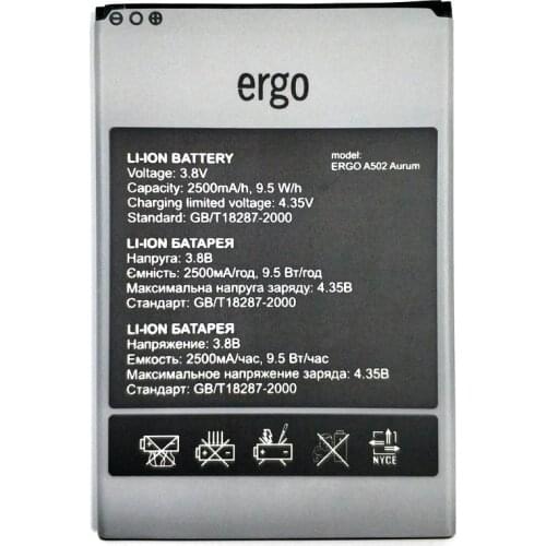 5PCS New 2500mAh A502 Aurum Battery Replacement for Ergo A502 Aurum mobile phone in stock+ track code