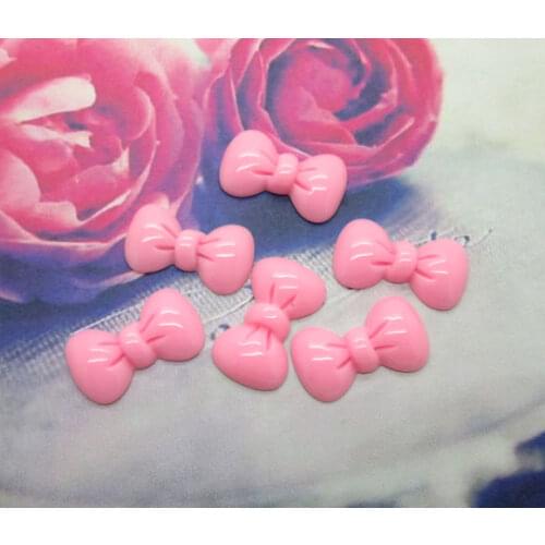 50Pcs Resin Pink Bowknot Crafts Flatback Cabochon Scrapbooking Decorations Fit Hair Clips Embellishments Beads Diy