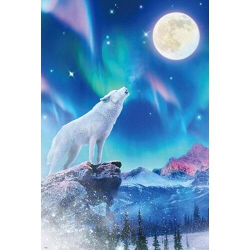 5D DIY square round Diamond Painting Wolf and moon Cross Stitch Diamond Embroidery Pattern Rhinestone Home Decor J0299