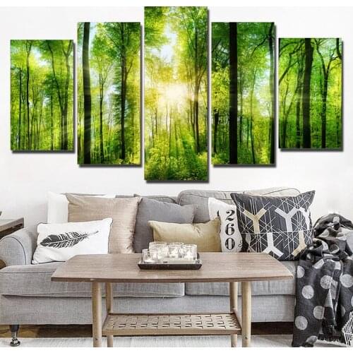 Diy Diamond Embroidery 5 Pieces Spring Verdurous Forest Painting Green Trees 5D Diamond Painting Cross Stitch New Needlework
