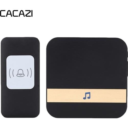 CACAZI Wireless Doorbell Waterproof 300m Remote LED Light Battery Button Receiver Home Cordless Bell 52 Chimes 4 Volume