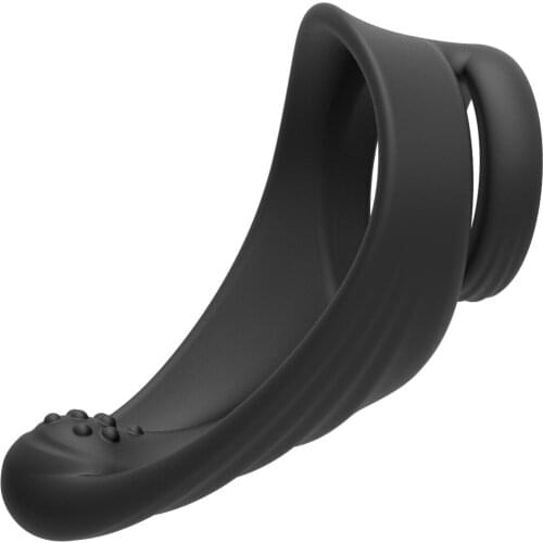 Safe Silicone Black Male Rings Double Cockring Delay Premature Ejaculation Penis Ball Loop Lock Adult Sex Toys Product For Men