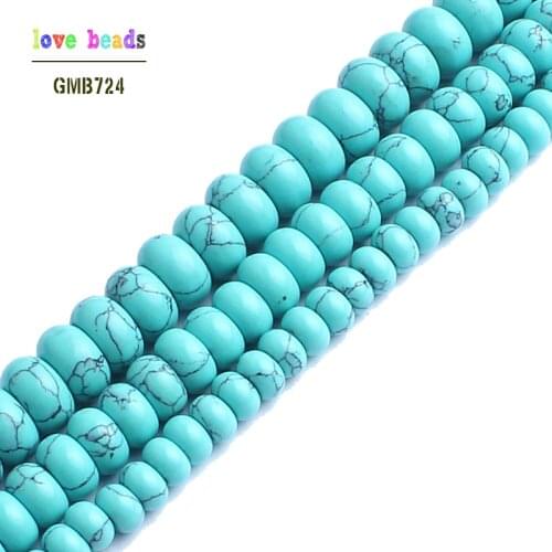 Natural Stone Beads Blue Turquoises Rondelle Stone Beads For Jewelry Making 15.5inches 6/8/10mm Spacer Beads Diy Jewelry