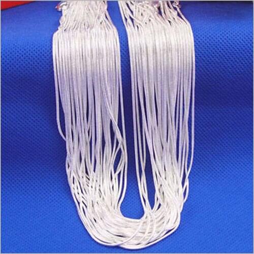 5pcs/lot 925 Sterling Silver 1mm Necklace For Women Men Jewelry Snake Chain Necklace 16" 18" 20" 22" 24" 26" 28"30inch Chain