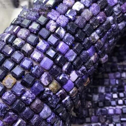 Sugilite black purple square faceted 7-7.5mm 36cm for DIY jewelry making loose beads FPPJ wholesale nature gemstone