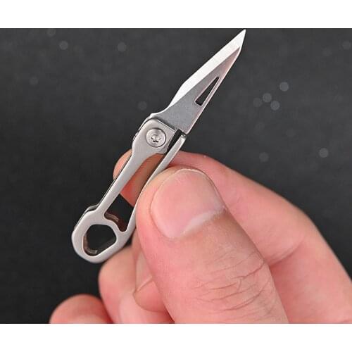 Titanium alloy mini knife sharp portable edc keychain pendant unpacking express knife portable folding knife