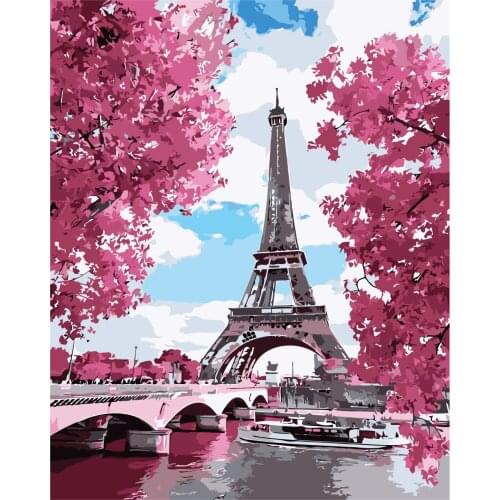 Pictures By Numbers Tower Landscape Art DIY Oil Painting By Numbers Scenery 40x50cm Canvas Painting Living Room