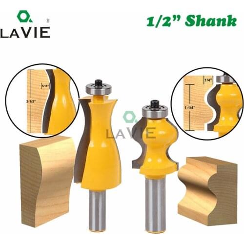 LA VIE 2pcs 12mm 1/2" Shank Legs Foot Mold Router Bits Set Jewelry Box Side Milling Cutters Woodworking Cutter Tenon MC03071