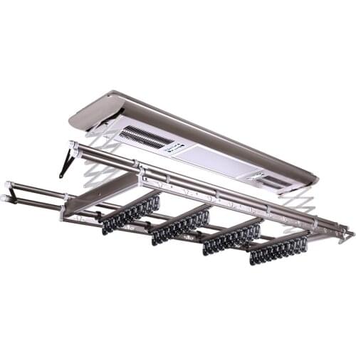 Mechanical Lifting Ceiling Mounted Hanging Clothes Drying Hanger Rack With Air Dryer