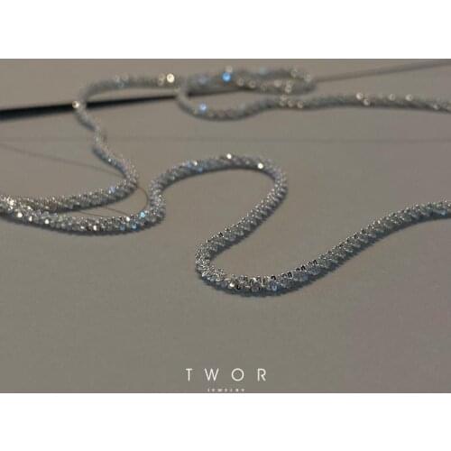 Minimalism Sparkling Glitter Clavicle Chain Necklace for Women Men Delicate Brilliant Light Silver Plated Basic Chain Collares