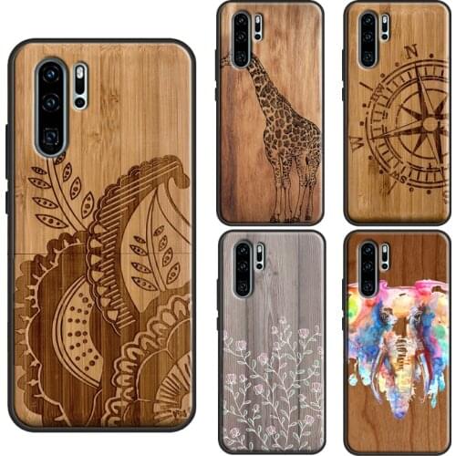 Bamboo Wood Pattern Skull Print Soft Case For Huawei P30 Pro P10 P20 P40 Lite P Smart 2019 Z Mate 20 10 Lite 30 Pro TPU Cover