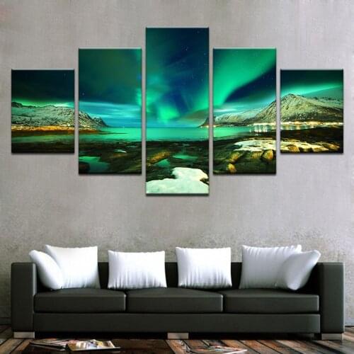 5D DIY Diamond Painting Kit 5 Pieces Polar Region Aurora Paintings Green Lake full Diamond Embroidery Christmas Decoration Home