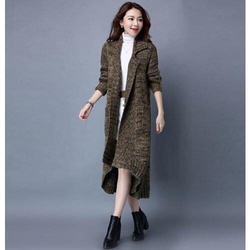 2020 Autumn Winter New Arrival Fashion Womens Casual Cardigan Knitting Coat Long Sweater Woolen Overcoat Plus Size M-4XL