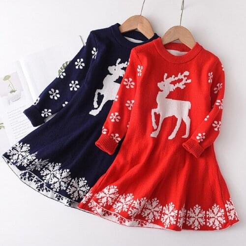 Autumn Winter Long Sleeve Sweater Dress Girls Princess Baby Girl Clothes Christmas Tutu Party Holiday Dresses Baby Girl Clothes