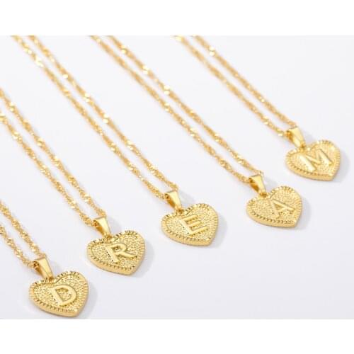 Initial Heart Letter Necklace Chain for Women Stainless Steel A-Z Love Alphabet Pendant Necklace Jewelry Christmas Gifts Bijoux