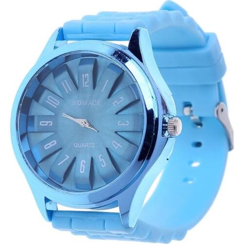 Gift Fashion Unisex Jelly Gel Quartz Sports Wrist Watch Geneva Silicone Rubber