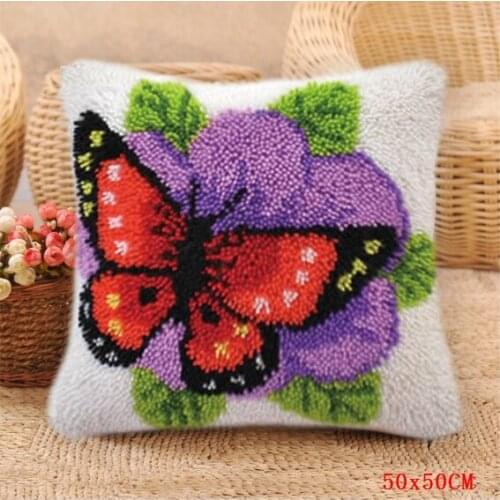 Flowers Cushion Button Package Smyrna Latch Hook Rug Carpet Embroidery Pillow Foamiran For Needlework Crochet Carpet Kits