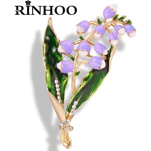 Rinhoo Fashionable Enamel Magnolia Flower Rhinestone Brooch Pin Garment Accessories Birthday Gift Beauty Badge Jewelry 3 Colors