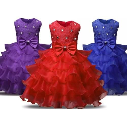 Christmas Dress Girl Flower Beading Wedding Evening Children Clothing New Year Party Kids Dresses for Girls Clothes Wear