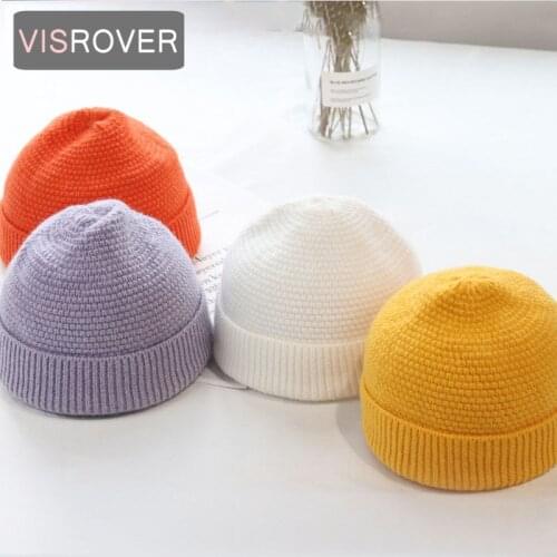 VISROVER 8 colors solid color wool beanies winter hat for woman best match acrylic woman Autumn Warm skullies gift Wholesales