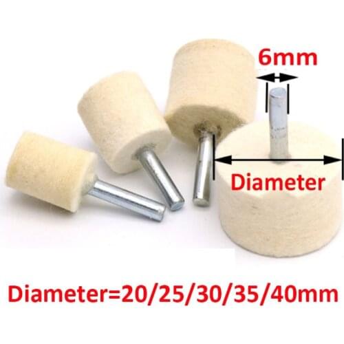 2/3/5Pcs 6mm Shank Wool Felt Grinding Heads Polishing Burrs Point Wheel for Mirror Polishing
