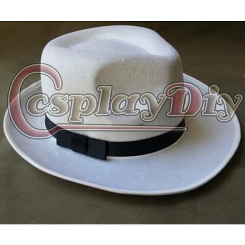 Michael Jackson Fedora Cosplay Hat Wool Fabric Felt Cap With Ribbon Trim Black and White Role Playing Hat D1226