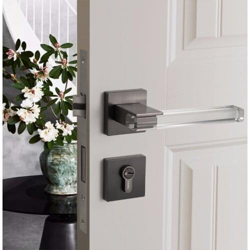 Modern Crystal texture Mute Room Door Lock Handle Fashion Interior Door Lock Anti-theft Gate Lock Furniture Hardware