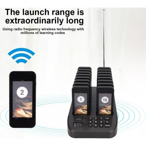 SU-66S 1 to 16 Restaurant Pager Wireless Pager Waiting System Waiter Calling Queue System Buzzer Quiz Customer Service Equipment