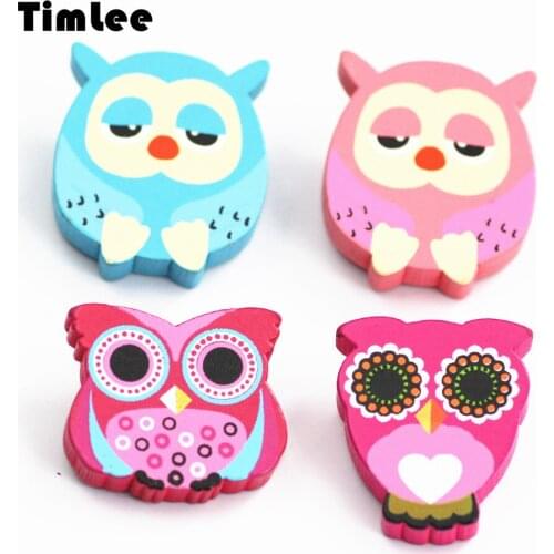 Timlee X146 BD Cartoon Cute owl Wooden Brooch Pins Safety Pins Jeans Bag Decoration Brooches Gift Wholesale