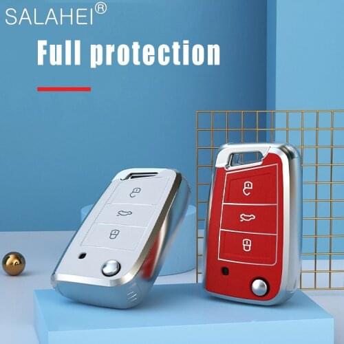 TPU Car Key Cases Cover Shell For Volkswagen VW Polo Golf 7 MK7 Tiguan Passat For Skoda Octavia Kodiaq Karoq For Seat Ateca Leon