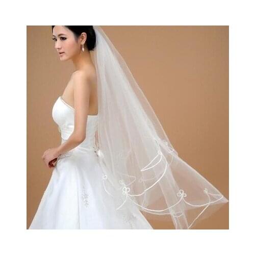 Tulle Wedding Veils Ribbon Edge Bridal Accessories White Ivory Wedding Veils 2023