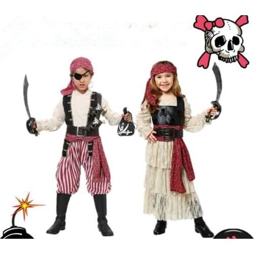 Pirate Costume Cosplay Party For Kids Pirate Costumes Girl Boys Clothing Captain Pirate Masquerade party Dress