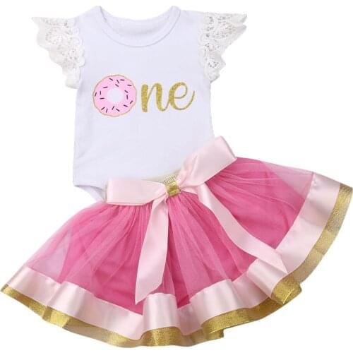 Citgeett Summer Newborn Infant Baby Girl Little Princess Top Romper Tutu Skirt Outfit Birthday Set Clothes