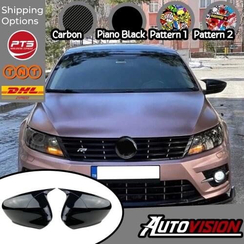 Mirror Cover For VW Passat CC Accessory Bright Black Piano Black BAT BATMAN Case CAR Shields External Parts
