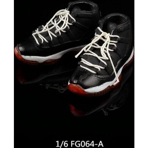 1/6 FG064 Male Black/White Colors Hollow Lacing Leisure Basketball Shoes Spot for 12" Action Figures Dolls Accessories in Stock