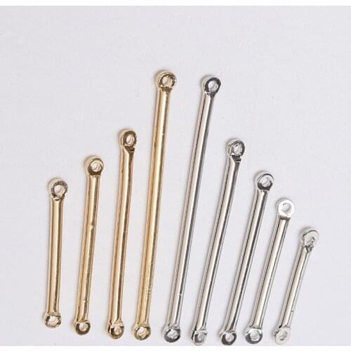 Hot 20pcs Double Hole Round Connection Rod Metal Earrings Ear Clip Ear Hook Diy Handmade Earring Jewelry Materials Accessories
